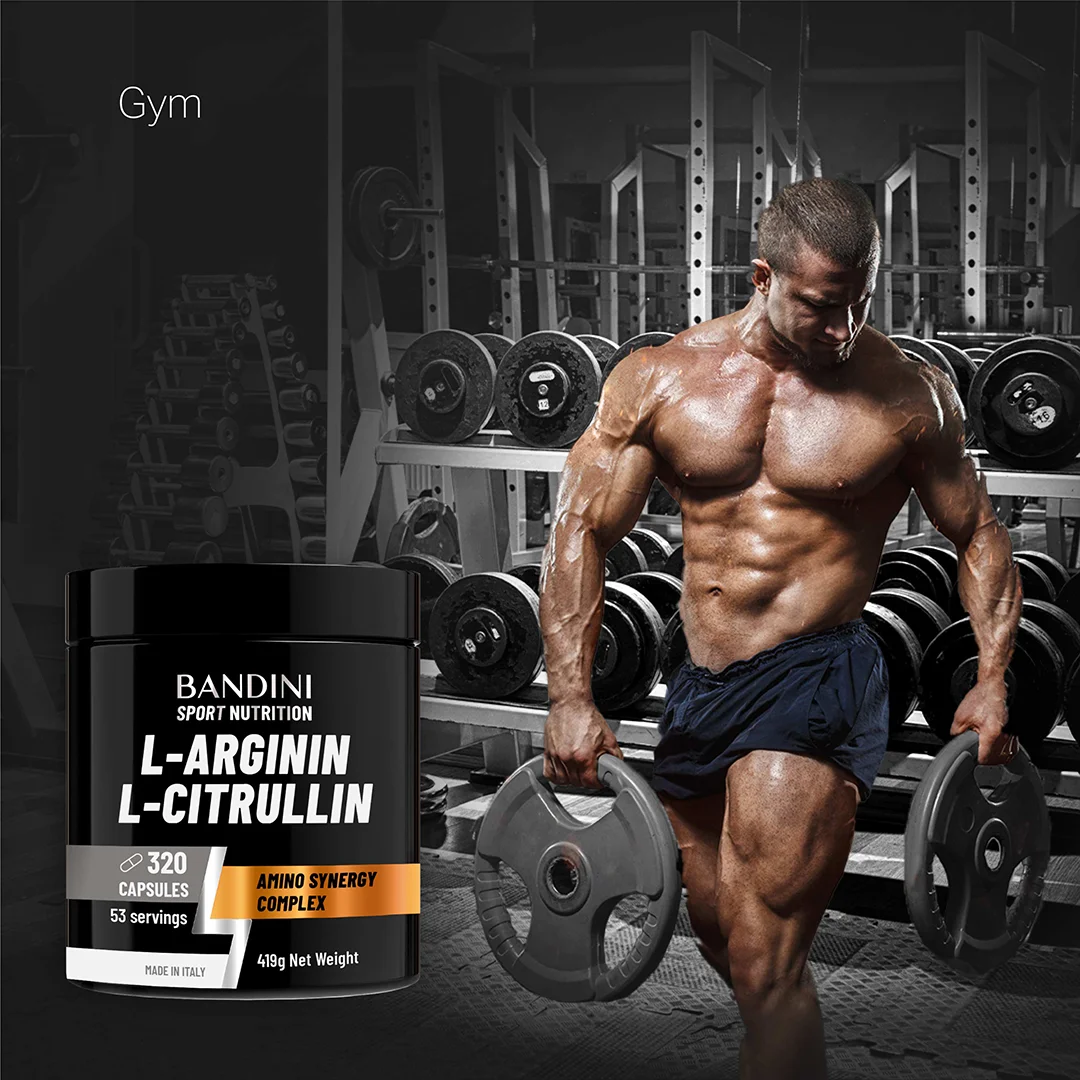 Bandini® L-Arginine L-Citrulline 320 Capsules (1100mg Per Capsule), Arginine Citrulline Malate, Preworkout Supplement, Gym, Endurance, Muscle Recovery, Semi-Essential Amino Acids