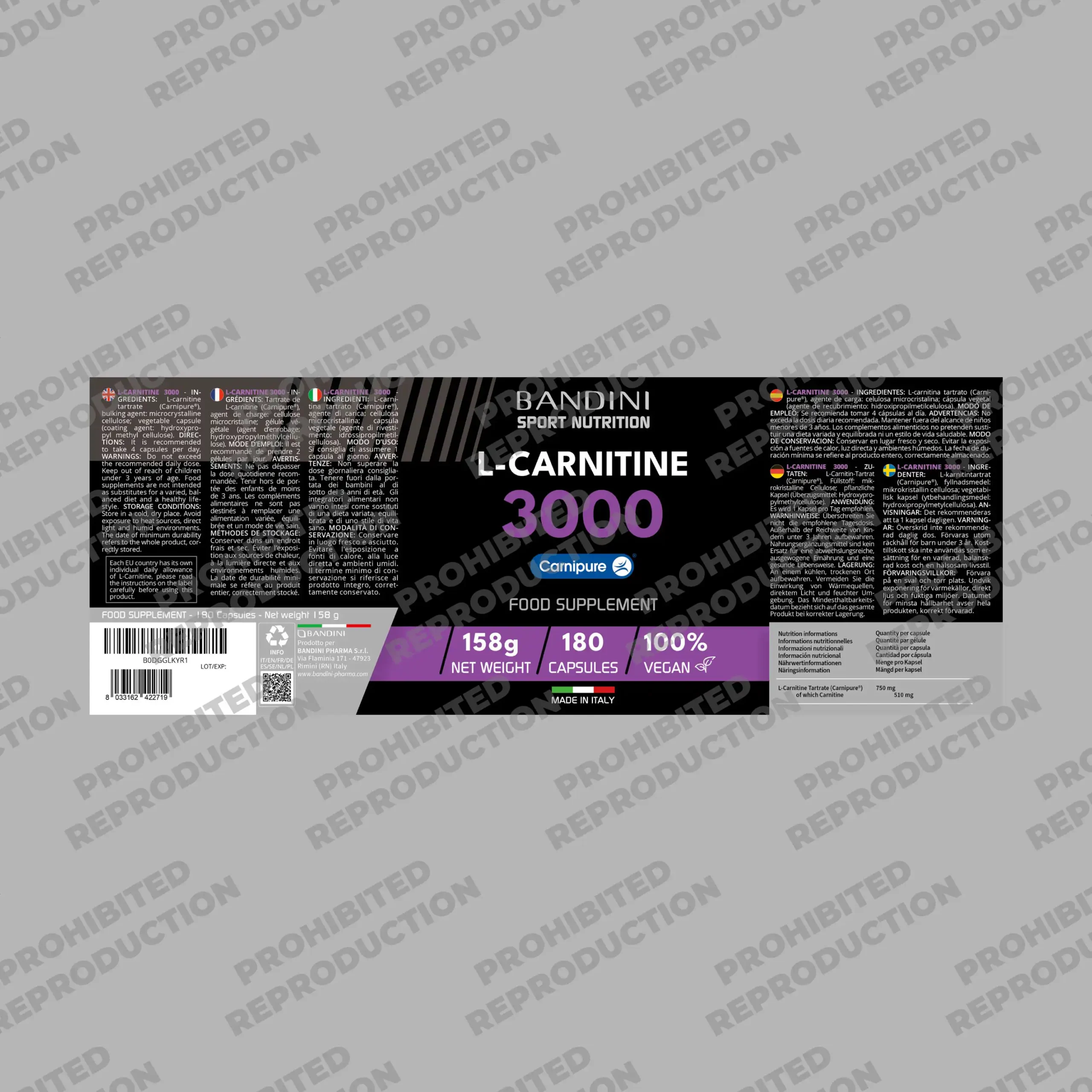 L Carnitine 3000 180 capsules | Sports Supplements